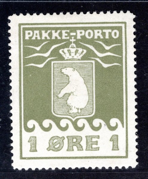 Grónsko - Mi. 4 A, řz 11 1/4, balíkové, lední medvěd, olivově zelená 1 Öre