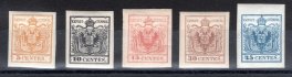 Lombardsko a Benátsko 1850, ND 1- ND 5, kompletní série novotisků z roku 1884, Michel Special 295 EUR