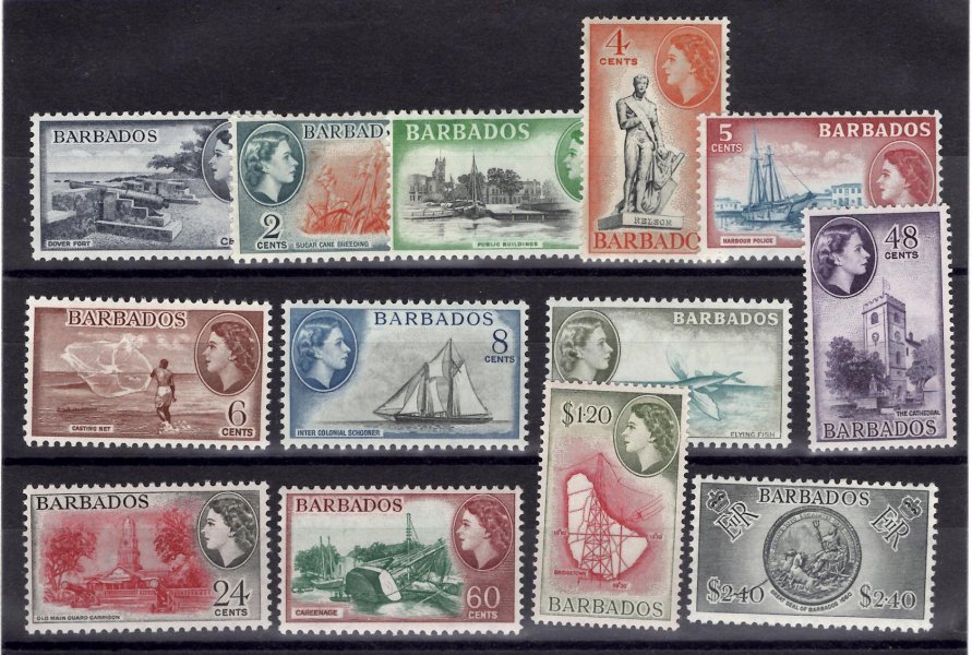 Barbados - SG, 289 - 301, výplatní, Alžběta