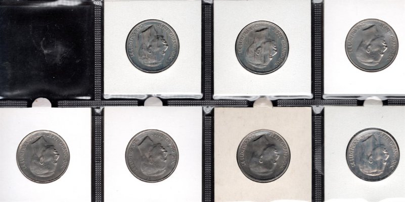 Lot 97 mincí LUCEMBURSKO 1920-1990 centimes, frank, oběžné mince, průřez daného období, rozprodej sbírky