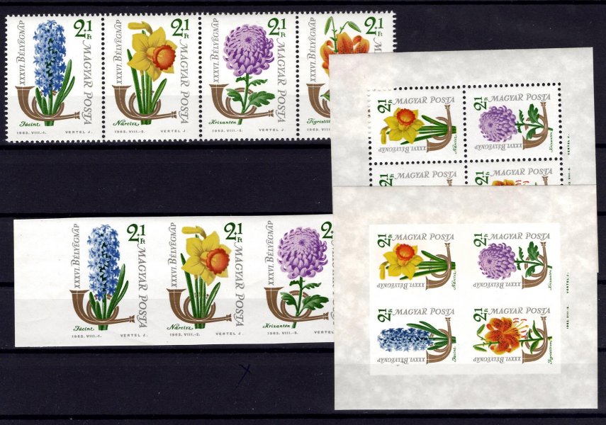 Maďarsko - Mi. 1967 - 70 A + B, den známky,  sestava zoubkovaných a nezoubkovaných známek, hledané