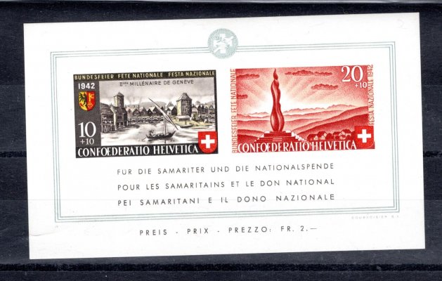 Švýcarsko - Mi. Bl. 7, výročí, Ženeva