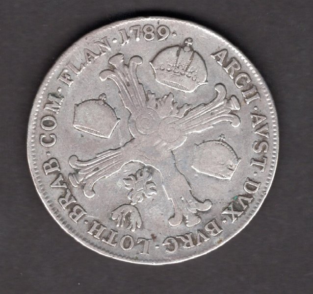 Belgium 1 Kronenthaler JOSEPH II. 1789 A type 2 KM#34, Ag.813 14,38 g, 35mm , author J.Roëttiers, Mint Vienna

