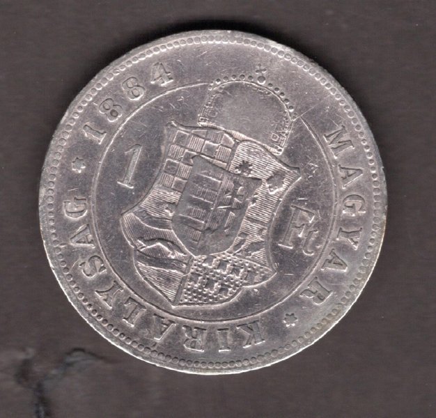 Hungary 1 Forint  1884 K.B. FRANZ JOSEPH I. Kremnica   KM#469,ÉH#1466 Ag.900, 12,35g 29/2,mm Franz Joseph I. Kremnica  
