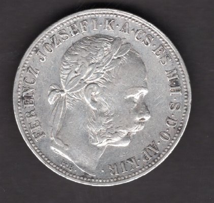 Hungary 1 Forint  1886 K.B. FRANZ JOSEPH I. Kremnica  KM#469,ÉH#1466 Ag.900, 12,29g 29/2,mm Franz Joseph I. Kremnica  
