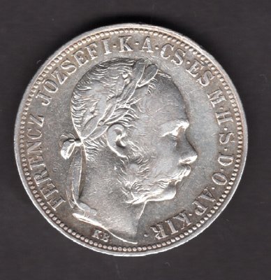 Hungary 1 Forint  1887 K.B. FRANZ JOSEPH I. Kremnica  KM#469,ÉH#1466 Ag.900, 12,37g 29/2,mm Franz Joseph I. Kremnica  
