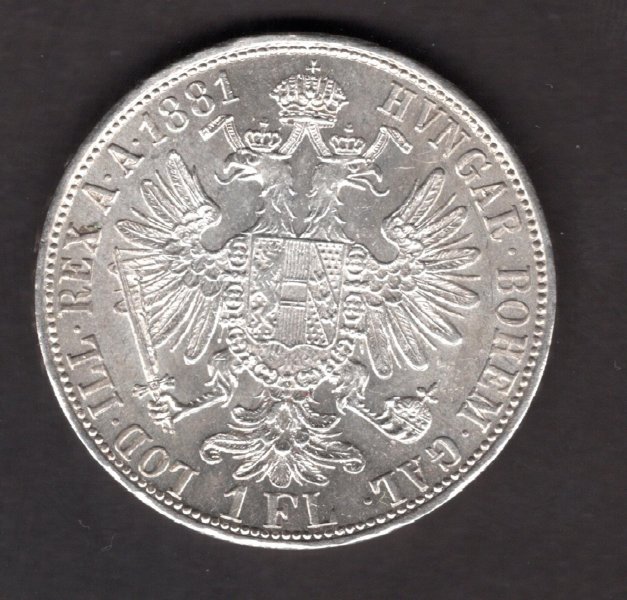 Austria 1 Gulden 1881  FRANZ JOSEPH I. KM#2222 Ag.900, 12,34g 29/2mm   mint Vienna   
