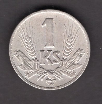 Slovak rep. WWII. 1 Koruna 1941 KM#6 Cooper-Nickel 5g 22/2mm engraver Hám/Angyal
