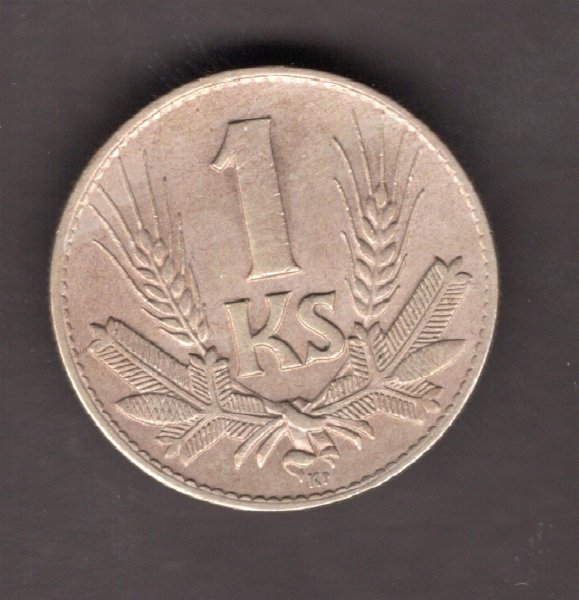 Slovak rep. WWII. 1 Koruna 1942 Less open "4"	KM#6 Cooper-Nickel 5g 22/2mm engraver Hám/Angyal
