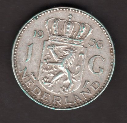 Netherlands 1 Gulden 1956 Wilhelmina Utrecht KM#184 Ag.720 6,5g 25/1,78mm mint Utrecht mintmaster J.E.A. Van Hengel
