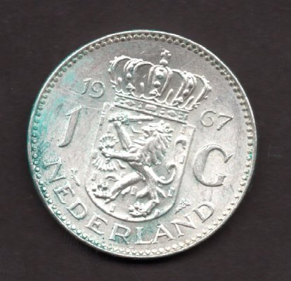 Netherlands 1 Gulden 1967 Wilhelmina Utrecht KM#184 Ag.720 6,5g 25/1,78mm mint Utrecht mintmaster J.E.A. Van Hengel
