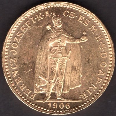 Austria -Hungary 20 Korona Hungary 1906 K.B. FJI. KM#486,ÉH1489, Au.900 6,79g, 21/1,4mm mint Kremnica lustr mint