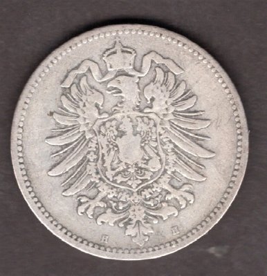 Deutches Reich 1 Mark 1874 H  large shield J#9 Ag.900 5,556g, 24/1,4mm  Wilhelm I. H Darmstadt

