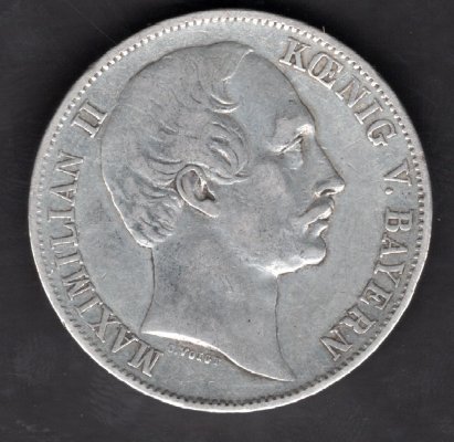 Bavaria 1 Vereinsthaler 1862  Maxilmilian II. Thun#98 Ag.900 18,52g 33mm Munich
