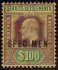 Straits Settlements SG 122, Michel 91 - 100 dolarů! Eduard VII s přetiskem Specimen! , koncová hodnota  extrémně vysokého nominálu