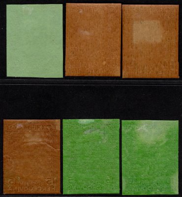 97, 98, 142, 143;  Invalidé 5h a 10h, 10h a 15h,  ZT v definitivních barvách na barevném papíru (zelený a hnědý), celkem 6ks, kat. 525 EUR