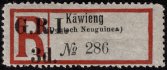 New Guinea ( Deutches) SG.41, německá R-nálepka KAWIENG , kat. 250 GBP