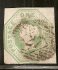 Anglie  54   SG ; 1 Shilling zelená ; rok vydání 1847 ; čištěná a malá dírka - hledaná známka , Atest z Anglie z roku 2019 ; kat. cena 1000 Liber 