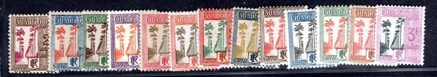 Guadeloupe - Mi. P 25/37,  kompletní  řada PORTO