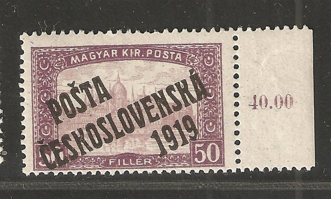 111 Typ I ;   krajová známka s počítadlem 50 f fialová