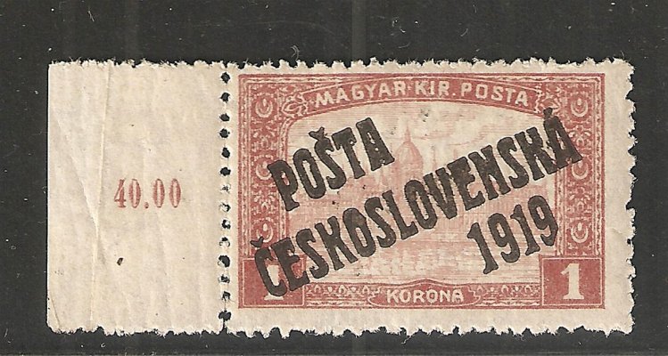 114 Typ I ;   krajová známka s počítadlem 1 K červená,lehké výrobní lomy