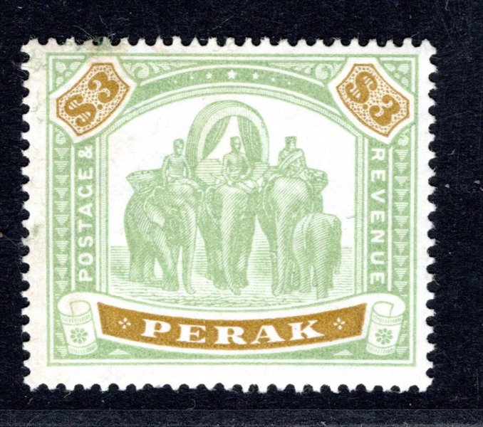 Malay - Perak,  Sg. 78, sloni, katalog pro * 650 Liber, hledaná známka