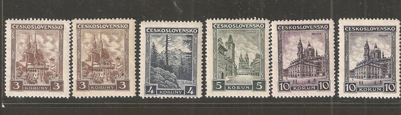 254 - 257a - kompletní série včetně odstínů 254a a 257a ; kat. cena 700 Kč 