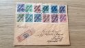 Pč 1919 Dopis - vyfrankovaný známkami z  rakouské série s přetiskem PČ ex 33 - 47 ; 15 h kulatá devítka - podtyp 38 IIa  