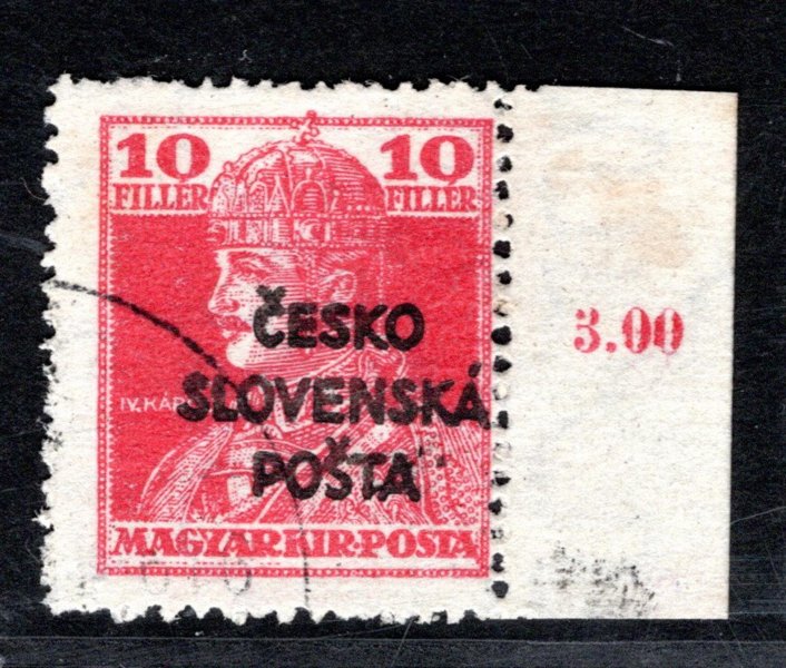 RV 146  Žilinské vydání (Šrobár) krajový kus s počítadlem ! 10 f červená, zk. Vr
