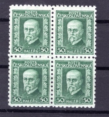 207  Typ II  ; T.G. Masaryk 50h zelená  ; 4 - blok - P 8