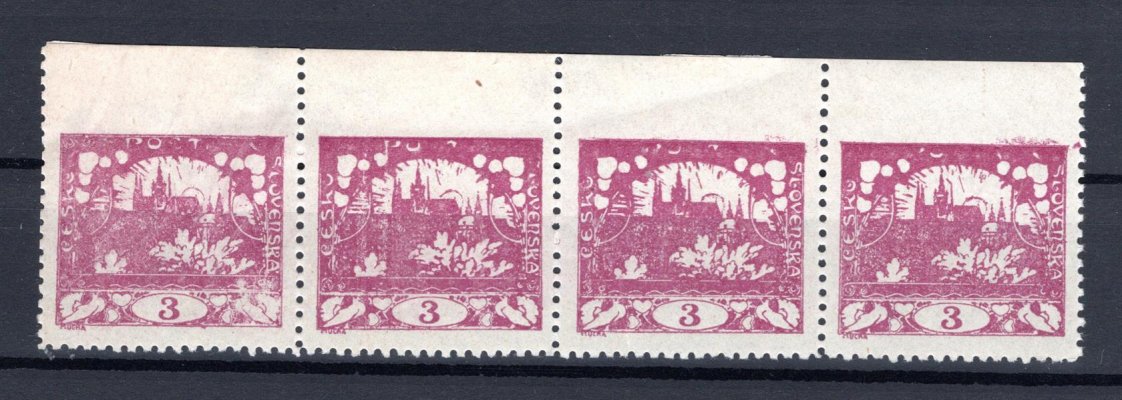2 D  4 páska 3 h fialová s neúředním tzv. ministerským zoubkováním, na horním okraji zoubkování chybí, dekorativní