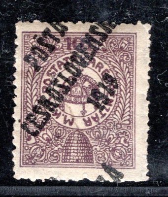 Poštovní spořitelna 10 f hnědofialová, poškozená - z části roztržena a podlepena KVP , zk Gi