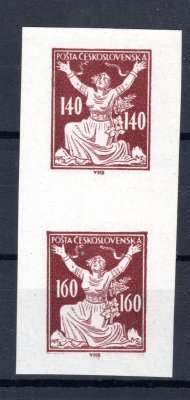 OR - ZT  potrubní pošta  soutisk  140 + 160 ze soutisku 12 známek (2 řady po 6) v hnědé barvě na známkovém papíru s lepem, vzácné a hledané