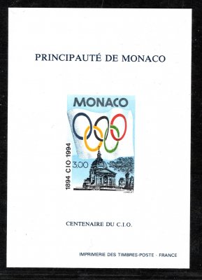 Monako - Mi. 2180  zvláštní tisk, 100 let olympijského výboru, kat. 180,- Eu