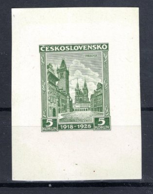 242 ZT -10. výročí,Praha 5 Kč, otisk rytiny na lístku papíru v barvě zelené, zk.Vrba - vzácné ! 