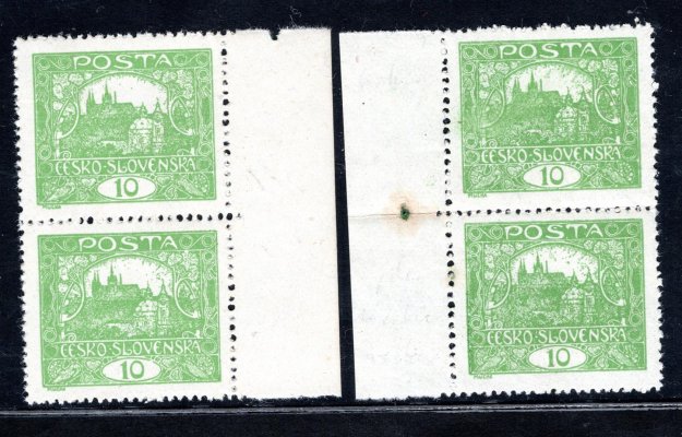 6 A  ; dvě krajové dvoupásky 1 x obtisk, levý a pravý okraj ; kat. cena 1000 + Kč 