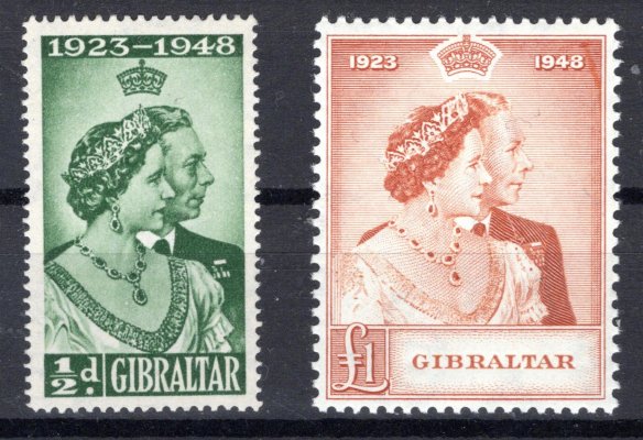 Gibraltar - SG. 134 - 5, (Mi. 123/4), Stříbrná svatba 1948
