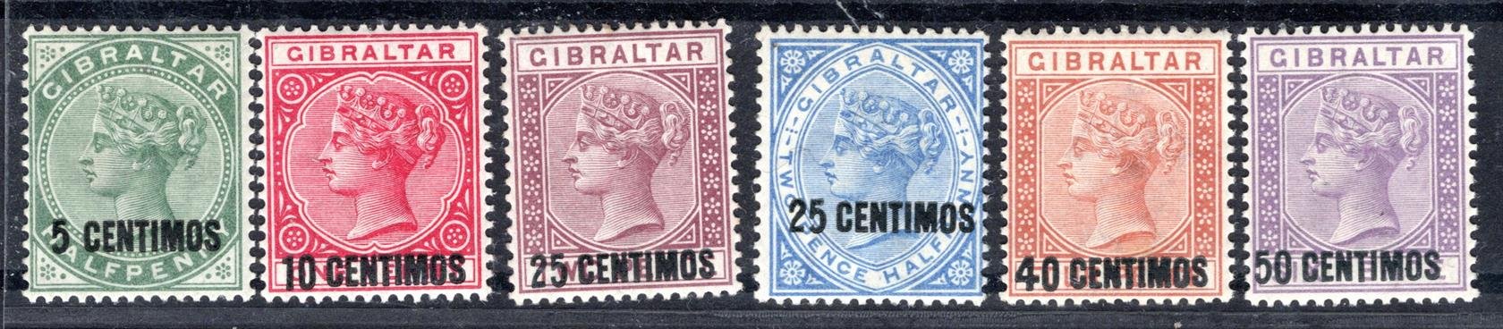Gibraltar - SG. 15 - 20, (Mi. 15/20), Viktorie, 1889,  hezká sestava ve velmi dobré kvakitě
