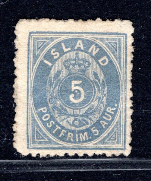 Island - Mi. 6 B, číslice a koruna, ŘZ 12 1/2, kat. 300,-