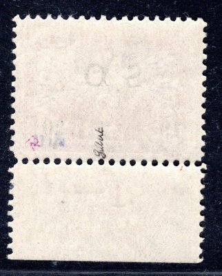 SO 26 Na, krajový kus,  ŘZ 11 1/2 - ministerské zoubkování,  spěšná 2 h fialová, bílý papír, přetisk černý, zk. Gi