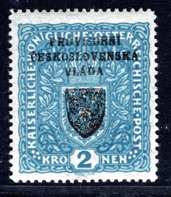 RV 16a, I. pražský přetisk, 2 k modrá - žilkovaný papír, zk. Le, Gi