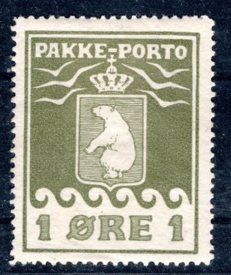 Dánsko,Grónsko - Mi. 1, balíkové, mědvěd, hledaná vzácná známka, kat. 650,-