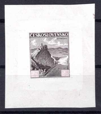 308 ZT, Strečno, hodnotový štítek slabý tisk na větším kousku papíru v barvě hnědočerné, zk. Vr