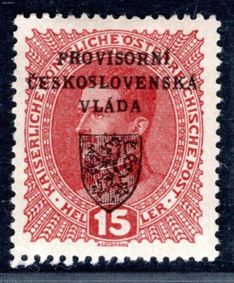 RV 6, I. Pražský přetisk, 1. vydání pro národní výbor, typ I, zk. Vr