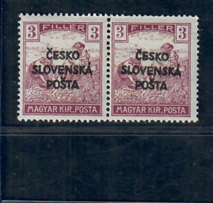 RV 138, Šrobárův přetisk, dvoupáska 3 f fialová, ženci, zk. Kaufmann