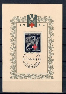 zvláštní tisk v aršíkové úpravě k výročí Červeného kříže  s vlepenou známkou, razítko Praha 54, hledané
