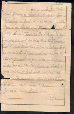 DR- 1942,  KT Mauthausen / předtištěný skládaný dopis vyfr. zn. 4 + 8 Pf, zasláný českým vězněm do Protektorátu, podací DR Mauthausen/ 12. 12. 42,  stopy poštovního provozu,  hezká dobová celistvost