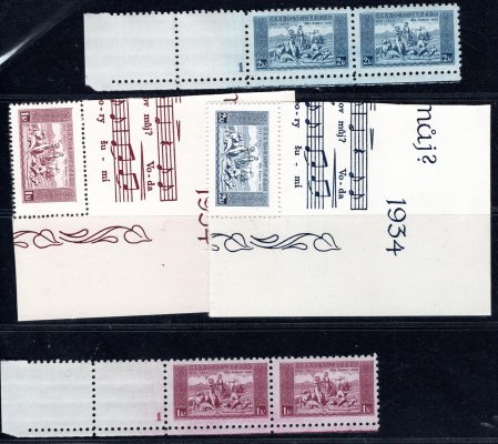 283 - 284 ; Sestava KDM dvoupásky s Dč + rohové známky z aršíků 