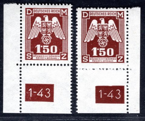 SL 20 ; levá + pravá rohová známka s DZ 1 - 43, 2 . náklad - velmi hledaný ; kat. cena 1400 Kč 