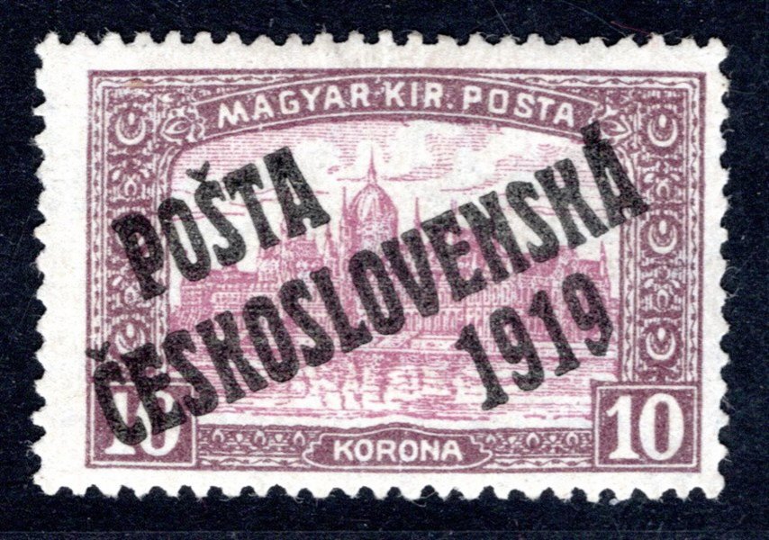 118 ; 10 koruna Parlament Typ II - zk. Mrňák, Karásek, Lešetický + Atest Vrba - velmi hezky centrovaný přetisk , luxusní exemplář 
